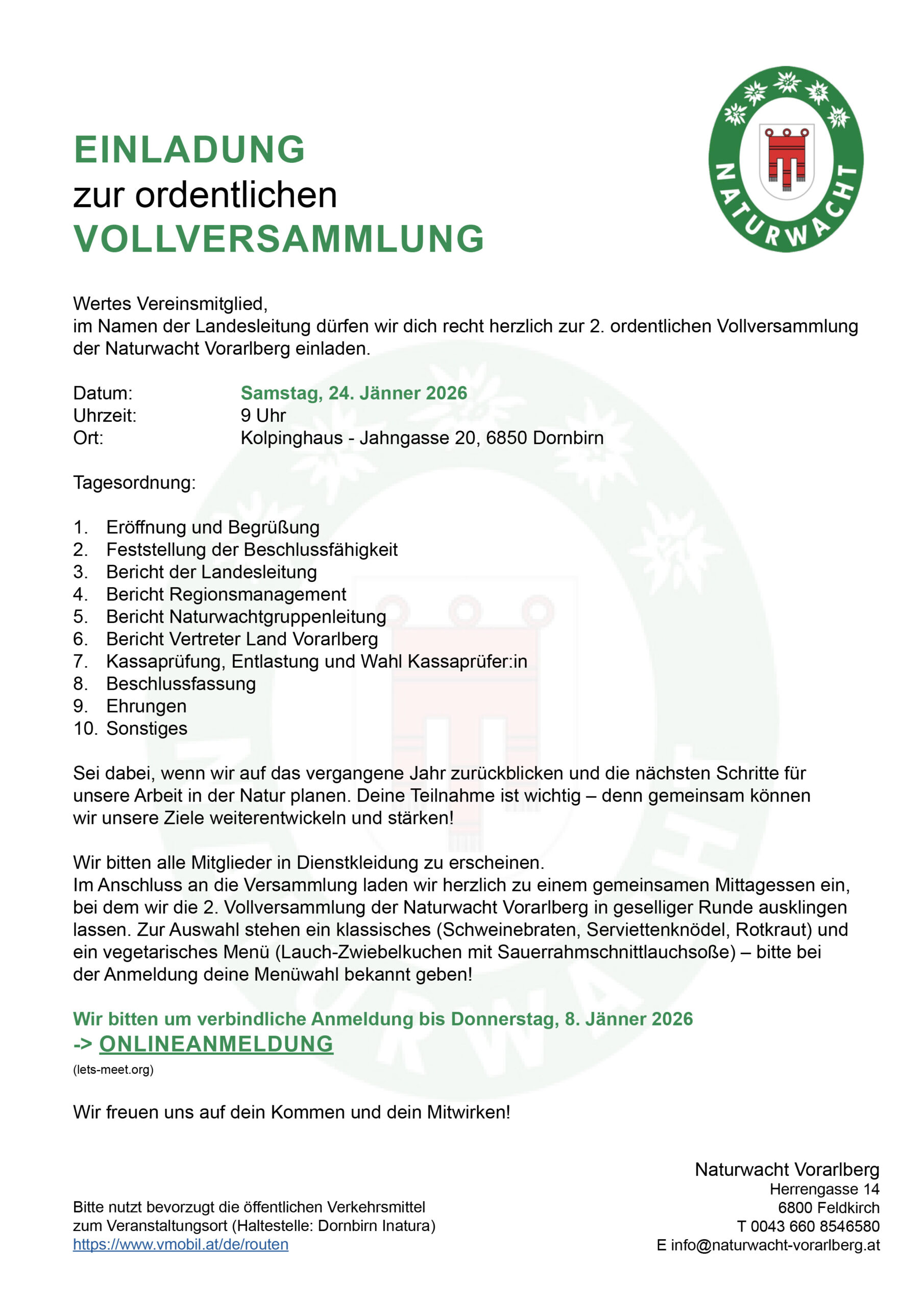 Einladung zur Vollversammlung 2026